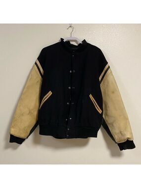 Game Sportswear Jacket Men’s Size 2X Black Cream NFL Fox Sports Wool Varsity